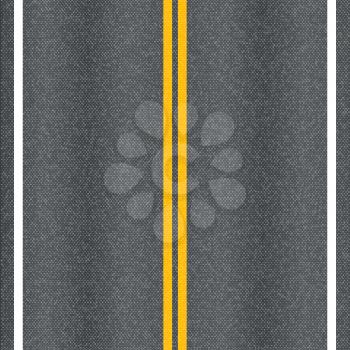 Asphalt road vector texture with marking lines.