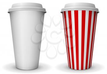 Take-away fast food coffee paper cup vector template.