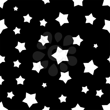Seamless black and white stars pattern.