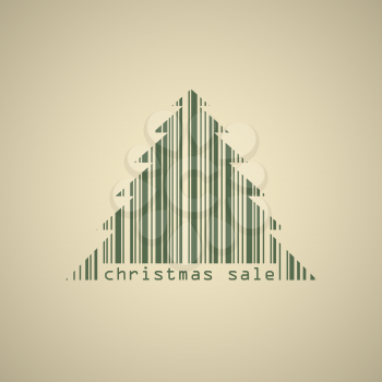 Christmas tree bar code sale banner vector template.