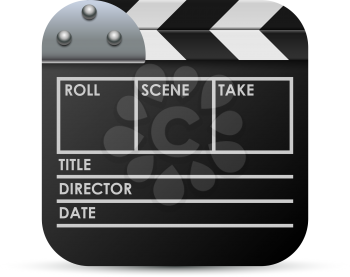Movie clapboard vector icon isolated on white background.