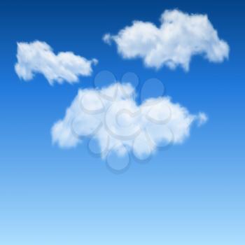 White clouds on blue sky realistic vector background with copy space. EPS10 file – easy to change sky color.