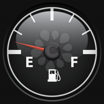 Black fuel gage isolated on black background vector template.