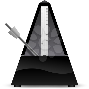 Black metronome isolated on white background vector illustration.