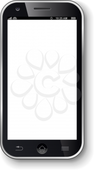 Mobile phones with blank screen realistic vector template.