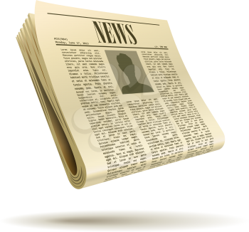 Newspaper realistic vector illustration isolated on white background.