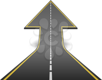 Straight road turning into ascending arrow concept vector illustration.