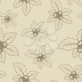 Christmas holly wrapping paper seamless pattern.