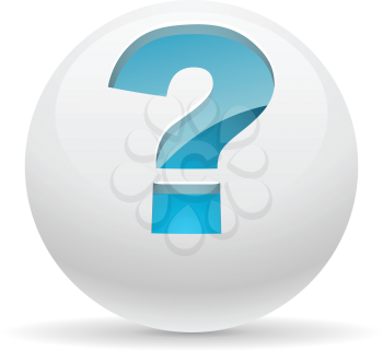 3D white button with blue question mark vector illustration. Help concept.