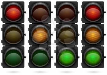 Traffic lights isolated on white background vector template.