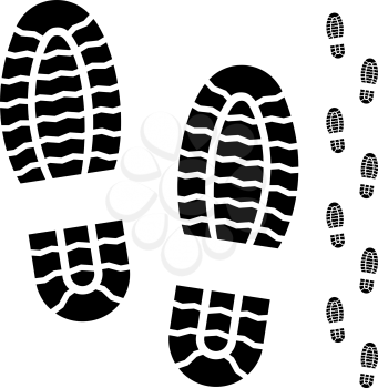 Black and white boot prints isolated on white background.