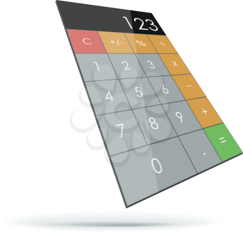 Abstract flat 3D calculator isolated on white background. 