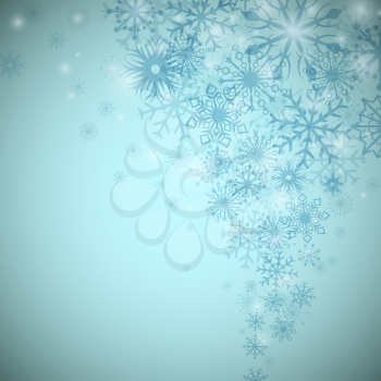 Christmas snowflake flow vector background with copy space.