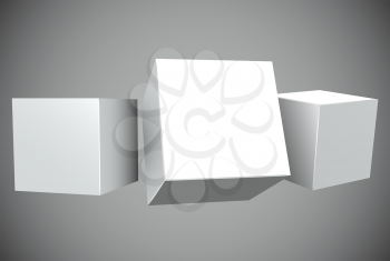 Blank white 3D cubes with copy space vector template.