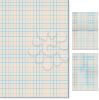 Blank lined page vector template with folded imitation variants..