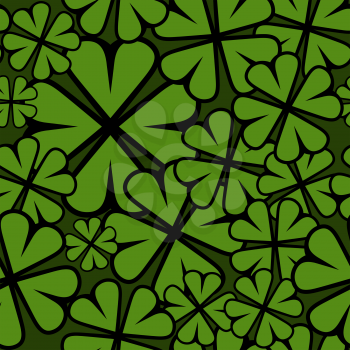 Seamless St. Patricks Day shamrock leaf vector pattern.