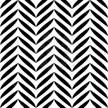 Seamless abstract black and white leaves shape vector pattern.