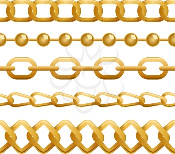 Seamless golden chains template vector illustration.