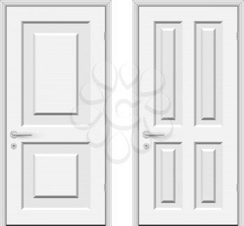 White doors isolated on white background vector illustration.