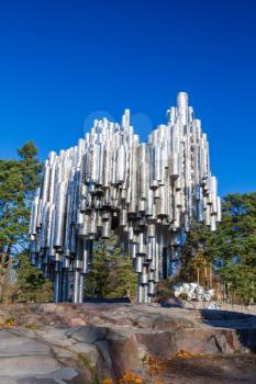 The Sibelius Monument dedicated to the Finnish composer Jean Sibelius. HELSINKI, FINLAND - OCTOBER 28: The Sibelius Monument on October 28, 2012 in Helsinki, Finland. This modern monument is dedicated