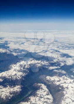 Pyrenees mountain peaks covered with snow.