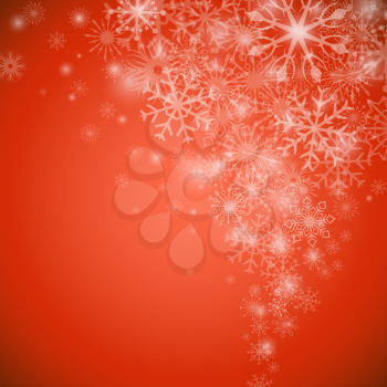 Christmas snowflake flow red vector background with copy space.