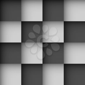Seamless black and white checks wallpaper pattern with shadow effect.