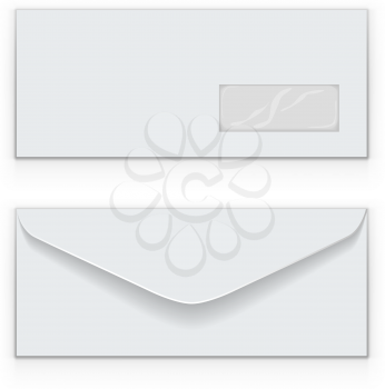Blank white business envelop vector template.