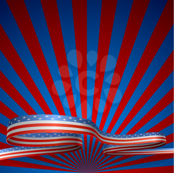 July 4 vector background with wavy ribbon.