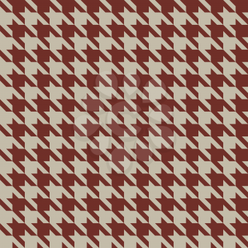 Seamless beige and red vintage houndstooth vector pattern.
