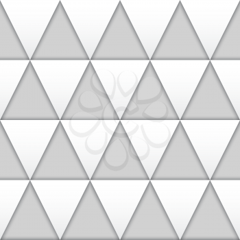 Seamless white 3D triangles vector texture.