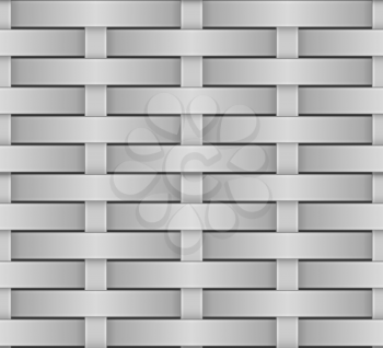 Wicker seamless pattern greyscale vector texture.