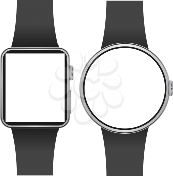 Smartwatch template with blank screen isolated on white background. 