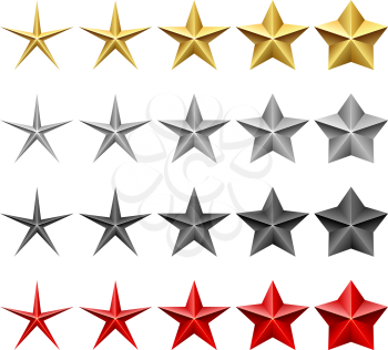 Star icons vector set isolated on white background.