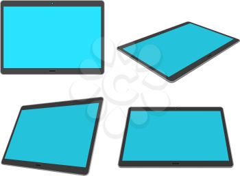 Flat design 3D tablet set isolated on white background. 