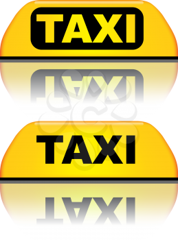 Black and yellow taxi top sign vector illustration.