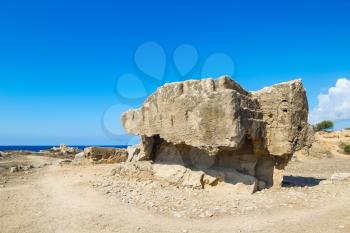 Ancient remains in the Tombs of the Kings archaeologica place at Paphos, Cyprus.