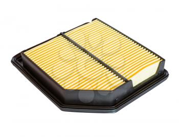 New air filter for the car engine supply system isolated on white backgroound.
