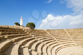 Ancient Odeon dated 2nd century A.D. in Paphos Archaeological Park, Cyprus.
