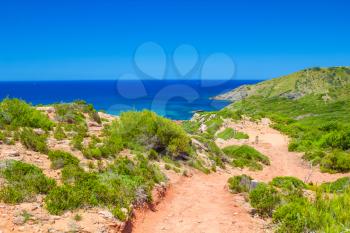 Cami de Cavalls path in sunny day at Menorca, Spain.