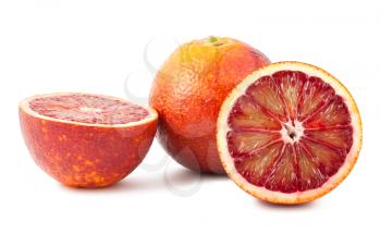 Royalty Free Photo of a Full and Two Halves of a Blood Orange