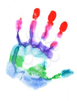 Royalty Free Photo of a Closeup of Colorful Hand Print