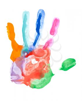 Royalty Free Photo of a Closeup of a Colorful hand Print