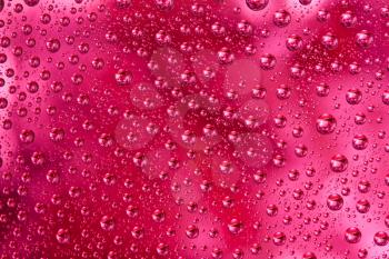 Royalty Free Photo of a Closeup View of Water Drops on a Colored Background