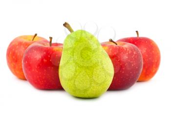Royalty Free Photo of a Closeup of Apples and a Pear