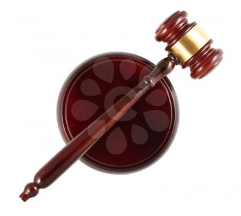 Royalty Free Photo of a Top View of a Wooden Gavel