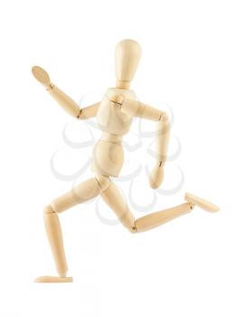 Royalty Free Photo of a Running Wooden Mannequin