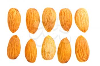 Royalty Free Photo of a Couple Rows of Natural Almonds