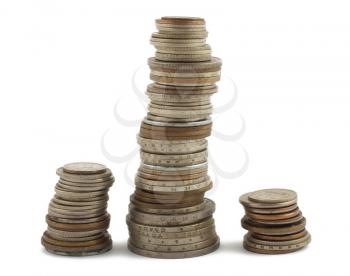 Royalty Free Photo of Three Stacks of Old Coins
