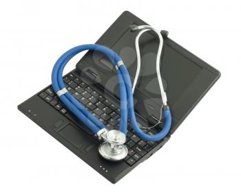 Royalty Free Photo of a Laptop Computer and a Stethoscope